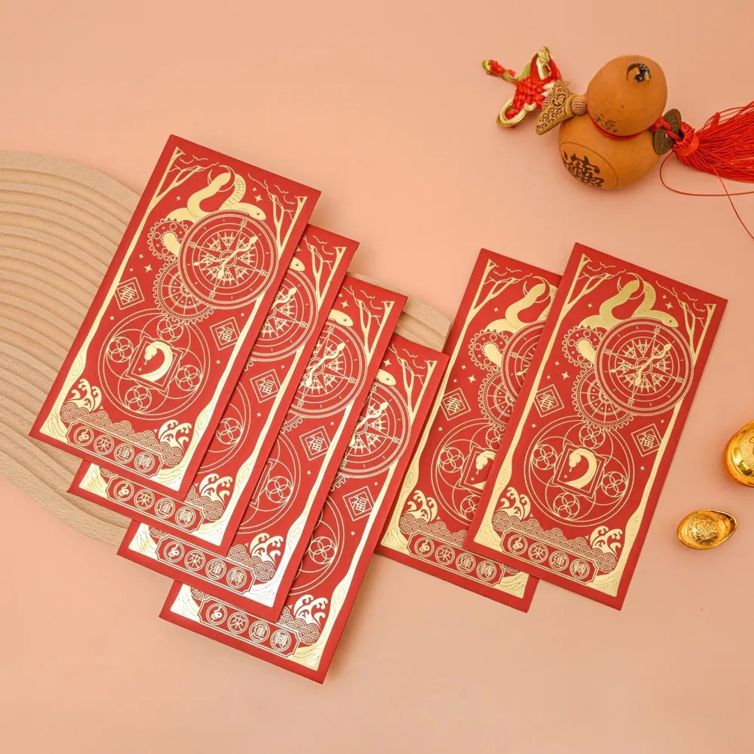 蛇来运转质感烫金蛇年红包袋-6入装 长辈适用 - 红包/春联 - 纸 红色