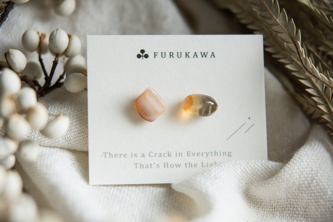 CRACK | 矿物系耳环 |  EARRINGS - 耳环/耳夹 - 玉石 橘色