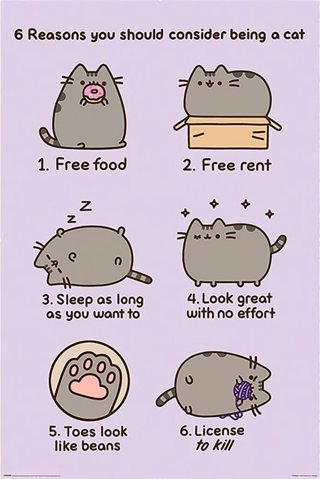 【胖吉猫】可爱的胖吉猫海报(你该当猫的6个原因) / Pusheen - 海报/装饰画/版画 - 纸 紫色