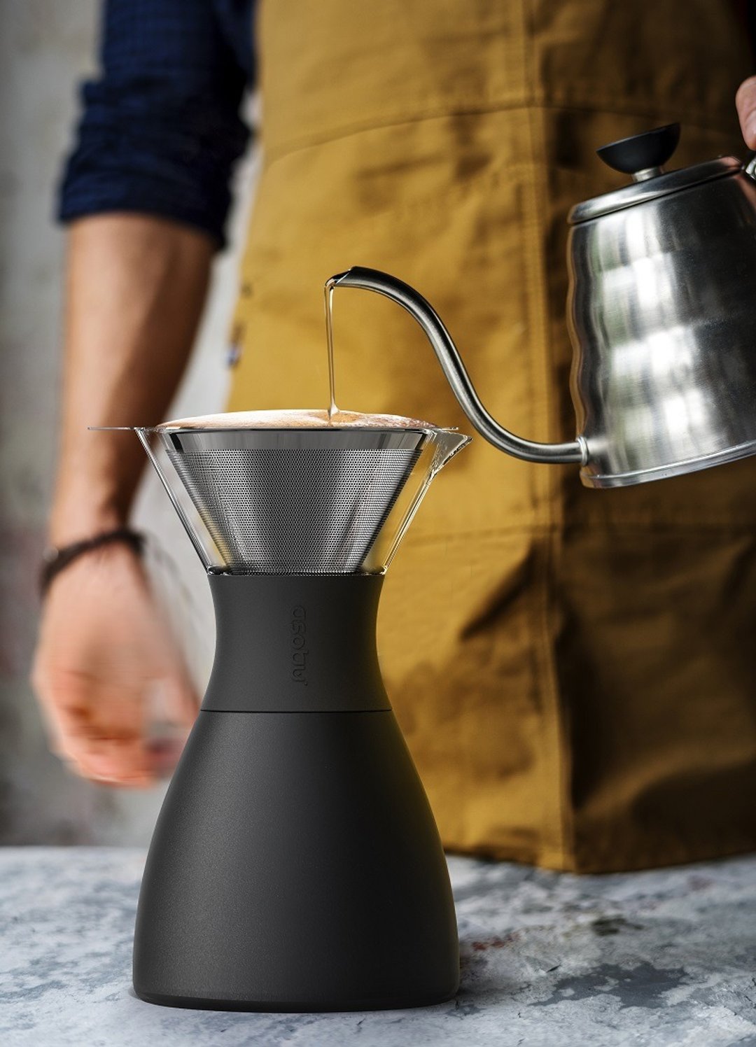 Asobu Pour Over -PO300 经典手冲咖啡滤壶 1L不锈钢保温壶 - 咖啡壶/周边 - 不锈钢 黑色