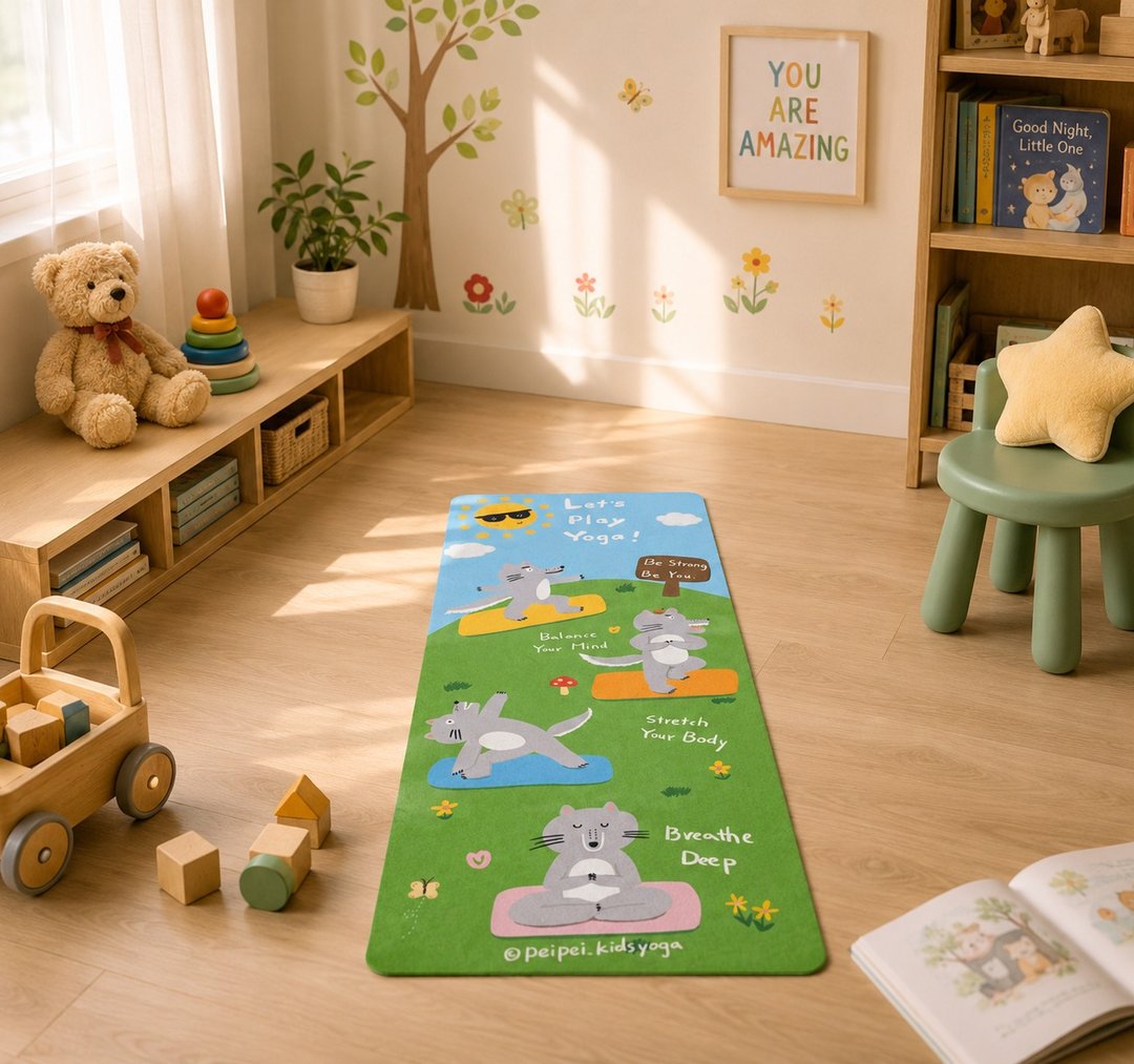 原创插画旅行瑜伽垫 儿童瑜伽垫  Kids & Travel Yoga Mat - 瑜珈垫 - 其他材质 绿色