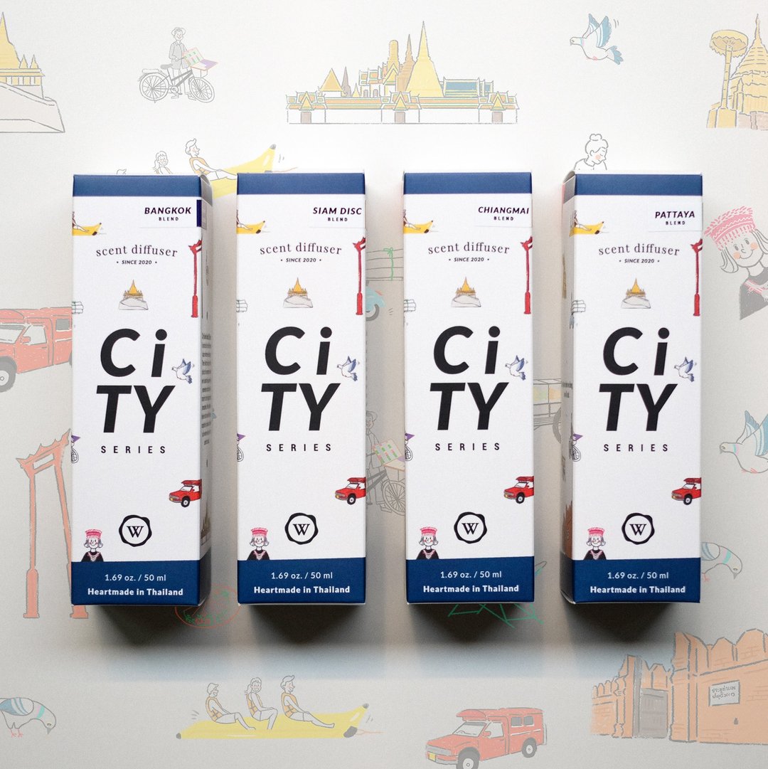 Scented Room Diffuser 4 City Series Set | Bangkok/Siam Disc/Pattaya/Chiangmai - 香薰/精油/线香 - 玻璃 透明