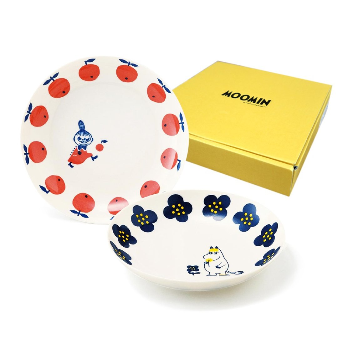 【日本山加yamaka】噜噜米彩绘陶瓷深盘礼盒2入组 (MM0324-139) - 盘子/餐盘/盘架 - 瓷 白色