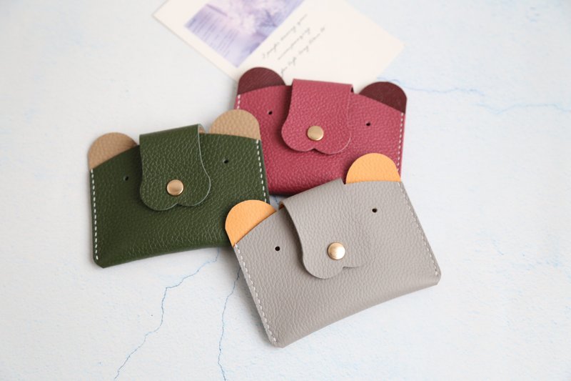 純手工手縫頭層雙面牛皮證件包零錢包便攜式悠遊卡包信用卡銀行卡 - 皮夹/钱包 - 真皮 