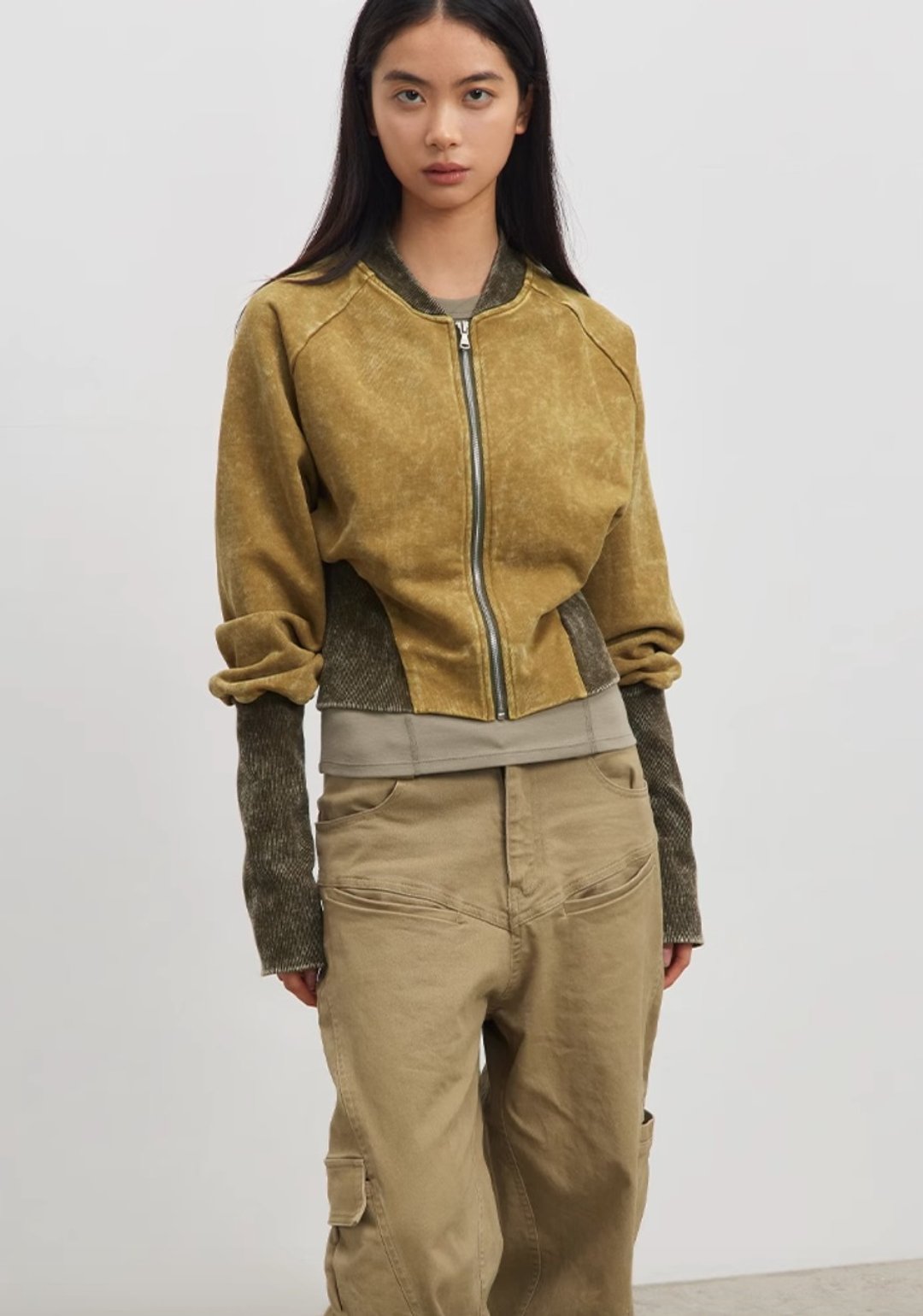 Vintage Pull-in Hoodie Jacket 复古收腰卫衣外套 - 女装休闲/机能外套 - 其他材质 黄色