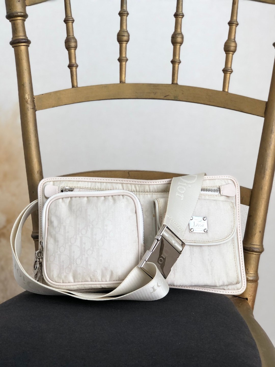 【日本直送，名牌二手包装】Christian Dior Trotter 身体包腰包单肩包off 白 vintage 8crjb3 - 侧背包/斜挎包 - 尼龙 白色