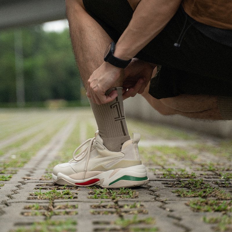 GS PRIMO - Number Edition 全能运动中筒浅棕色号码袜 - 男款运动鞋/球鞋 - 棉．麻 卡其色