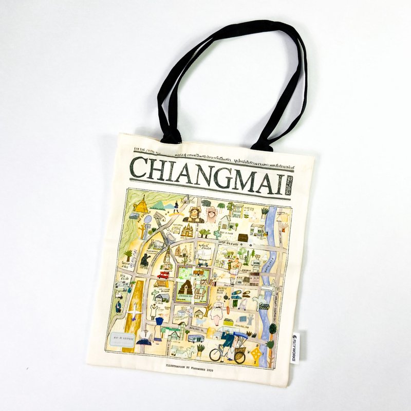 Tote bag : Chiang mai downtown - 侧背包/斜挎包 - 聚酯纤维 白色