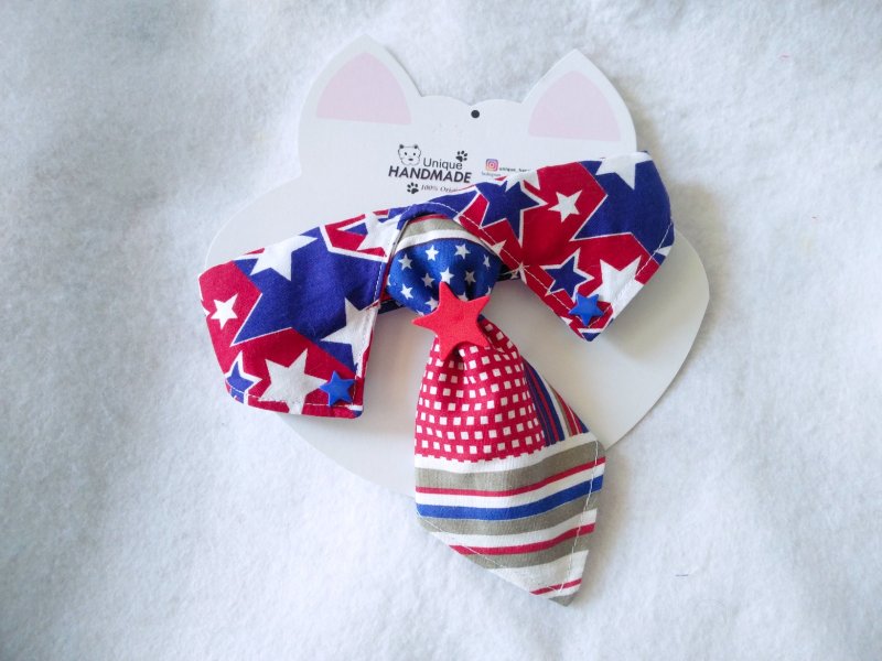 宠物 猫犬用 型仔星星拼布恤领领呔 - 项圈/牵绳 - 棉．麻 