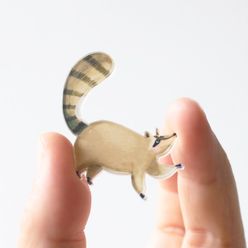 浣熊襟章 I 森林日常 - 徽章/别针 - 压克力 卡其色