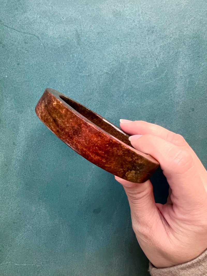 和田玉皮料红沁手镯玉镯适62.63.64圈口/越带越油润/ - 手链/手环 - 玉石 红色