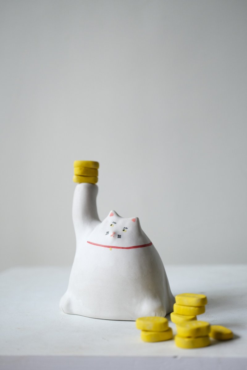 金币叠叠乐招财猫 - 花瓶/陶器 - 其他材质 黄色