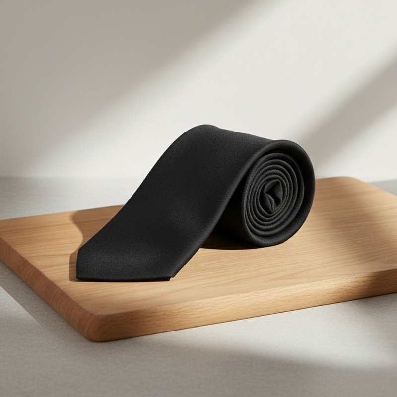 素黑真丝领带 - 领带/领带夹 - 其他人造纤维 黑色