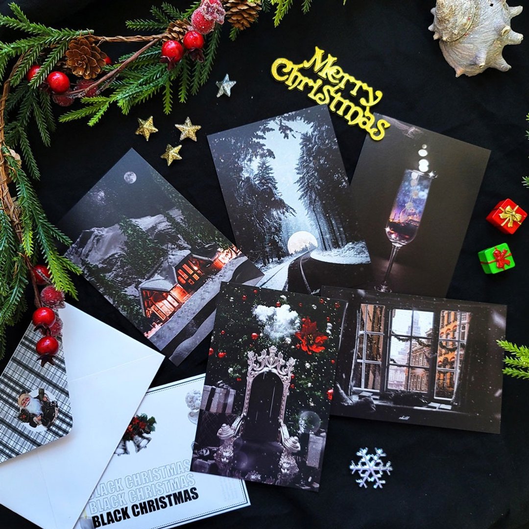 Black Christmas 设计款明信片组 - 卡片/明信片 - 纸 黑色