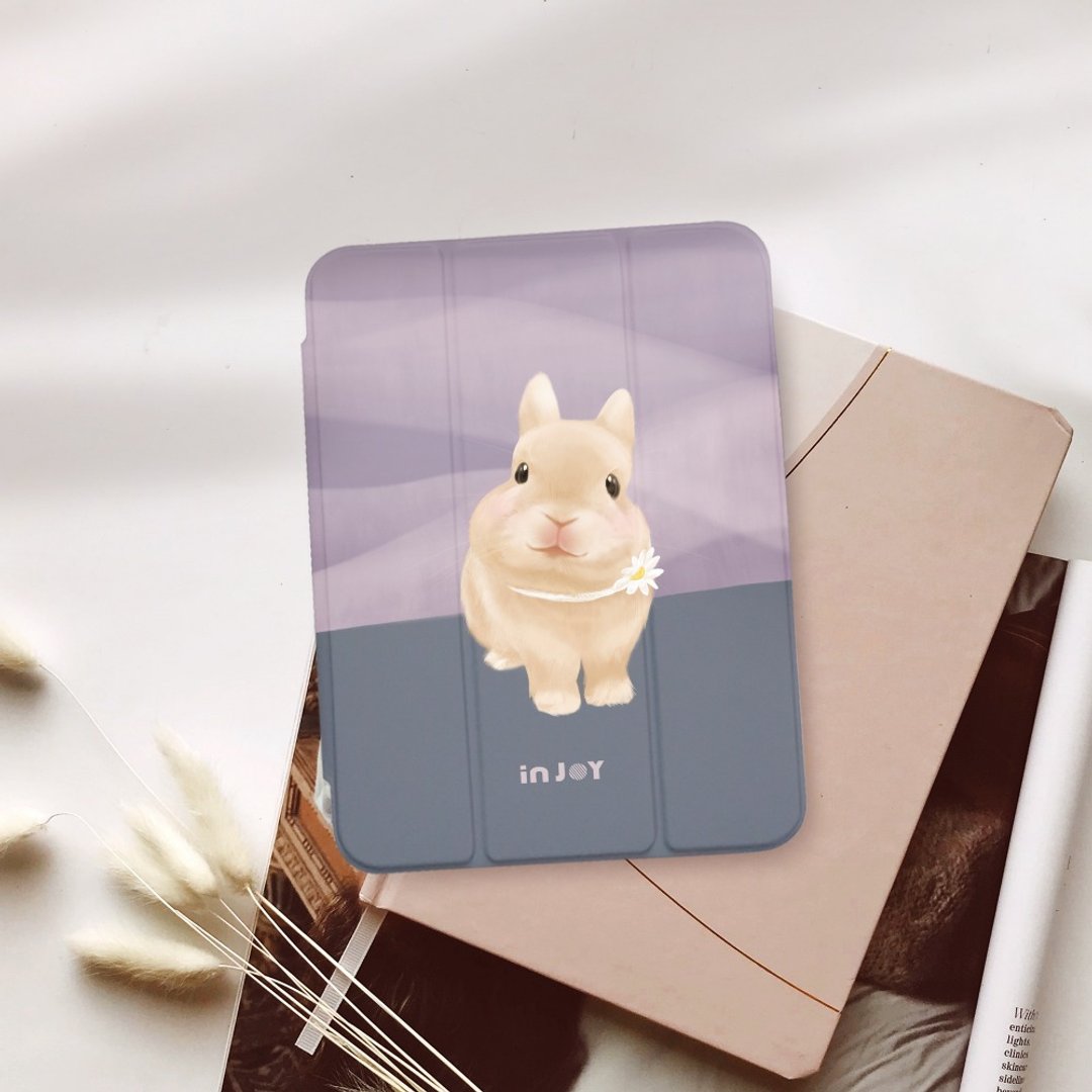 iPad case12.9/Air5/iPad 9/mini 7 疗愈兔兔 附笔槽平板保护壳 - 平板/电脑保护壳 - 其他材质 紫色