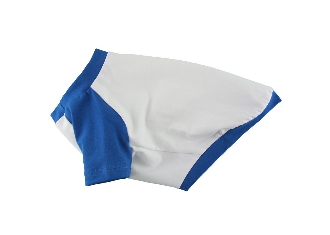 Royal Blue Contrasting RaglanSleeves Cotton/Spandex Jersey Dog Tee,Dog Apparel - 衣/帽 - 棉．麻 蓝色
