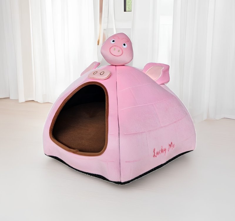 动物冰屋玩具组-  粉红小猪  猫咪软垫 宠物睡垫 特宠 - 床垫/笼子 - 其他人造纤维 粉红色
