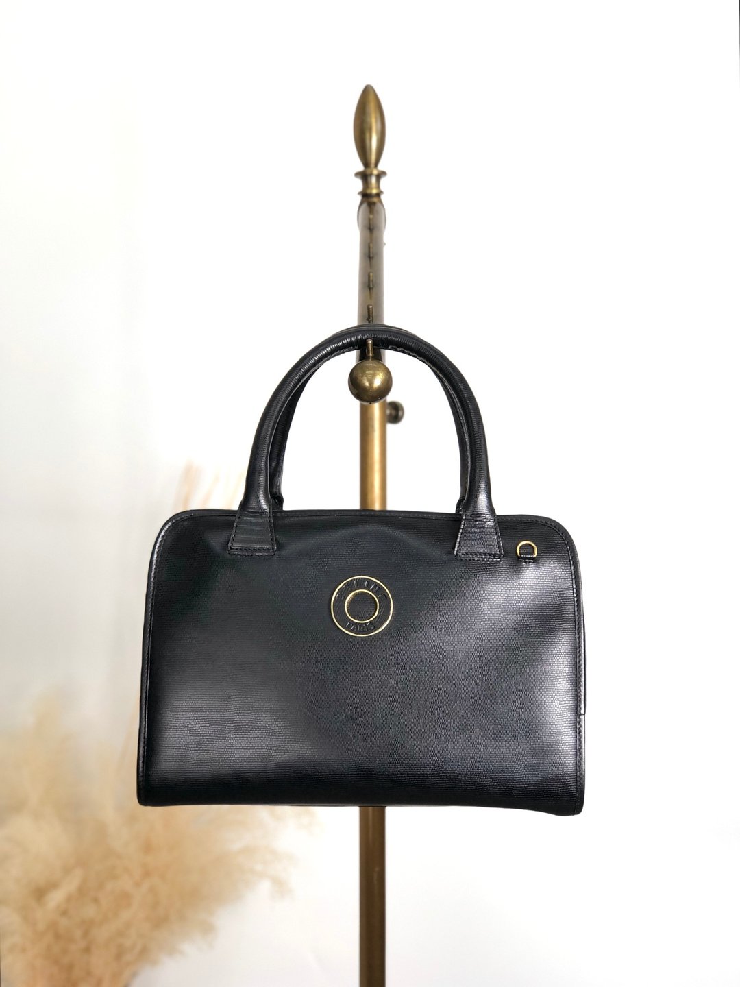 【日本直送 名牌中古包】CELINE  સવારી 手提包 黑色 圆形 Logo 皮革 波士顿包 vintage 古着 sb46fs - 手提包/手提袋 - 真皮 黑色