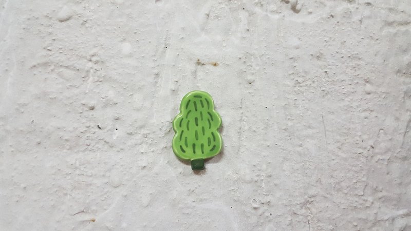 圆胖胖树  陶瓷别针 - 胸针 - 陶 绿色