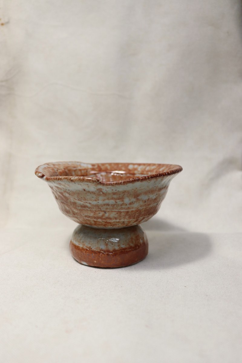 志野手捏高脚盆器-1 - 花瓶/陶器 - 陶 