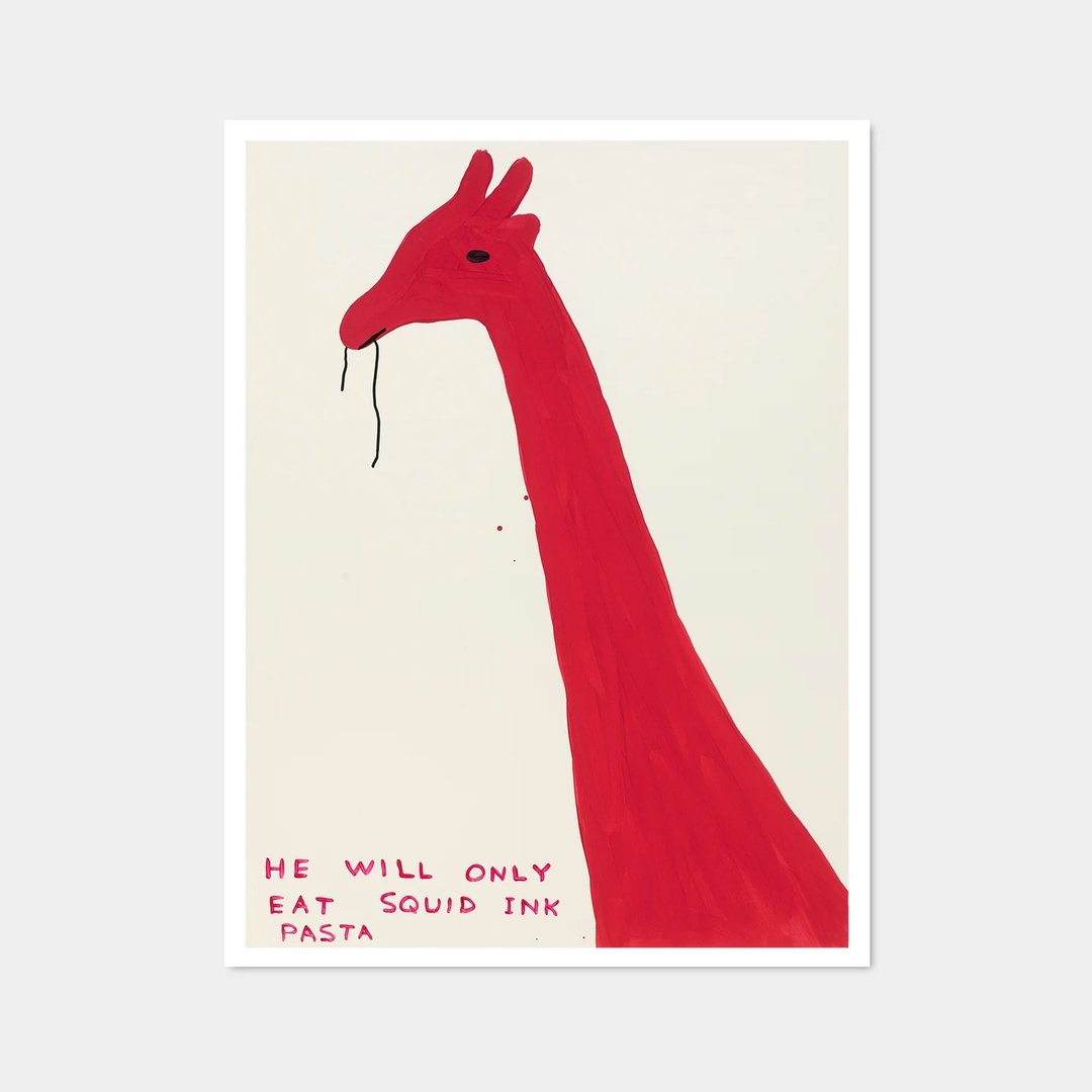 【艺术挂画】David Shrigley | 他只吃墨鱼汁意大利面 - 海报/装饰画/版画 - 纸 