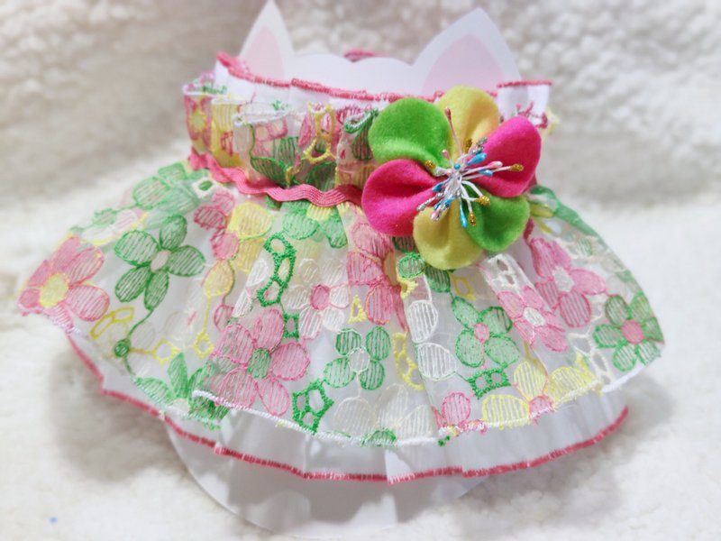 彩色花花 造型颈饰 颈项 collar - 衣/帽 - 棉．麻 粉红色