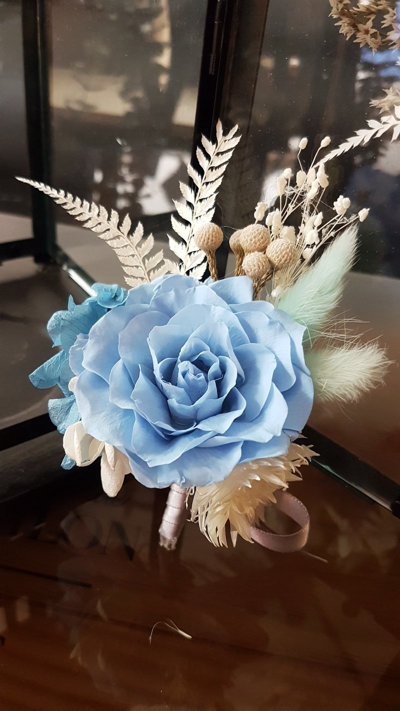 海藏设计│蓝光。哈尔波丝迷幻森林不凋花胸花。 - 胸花/手腕花 - 植物．花 蓝色