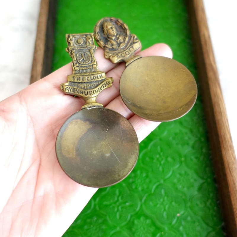 古董级 美国黄铜立体图案汤匙 可以翻新成全金色 实际使 - 餐刀/叉/匙组合 - 铜/黄铜 金色