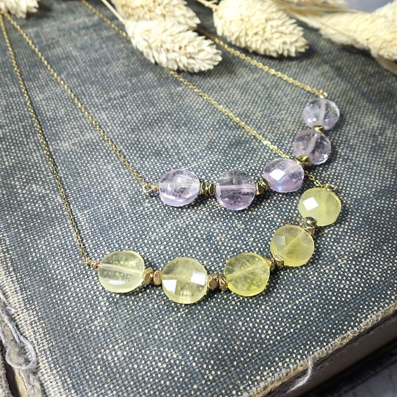 VIIART。飞越之旅。萤石古着金项链锁骨链Y字链 - 项链 - 铜/黄铜 紫色