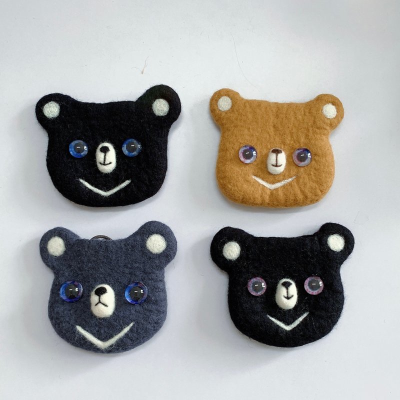 熊 gogoro 感应式磁扣 钥匙套 附颈绳挂绳 台湾品牌 纯手作 - 钥匙链/钥匙包 - 羊毛 黑色