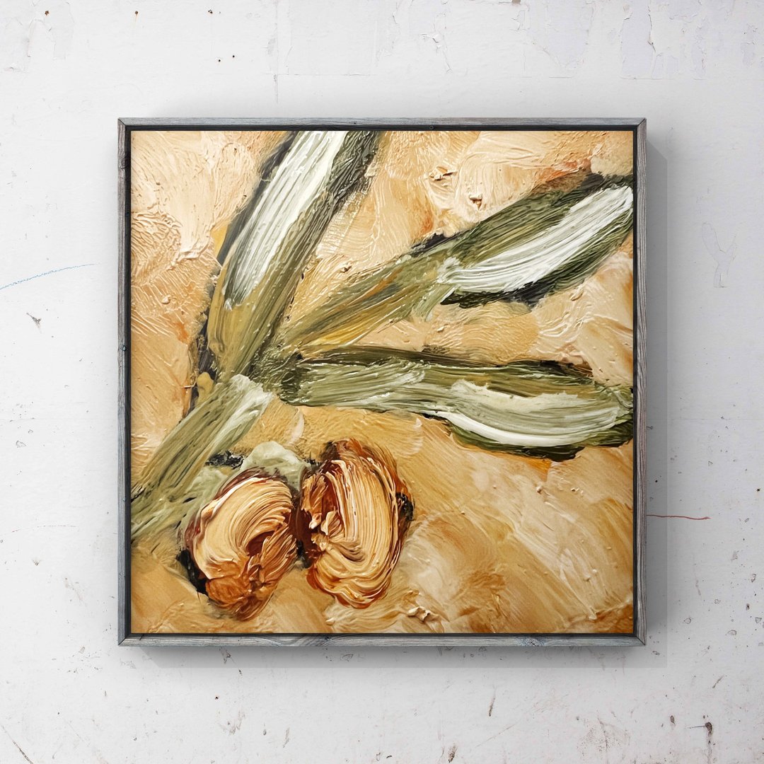 橄榄树树枝原创油画 4 英寸微型壁画 - 海报/装饰画/版画 - 其他材质 咖啡色