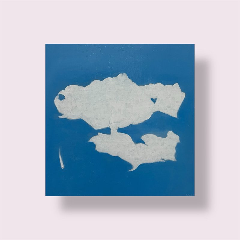 *轻笔触云朵-有爱心的云与落云*手绘油画  非印刷品 - 海报/装饰画/版画 - 纸 