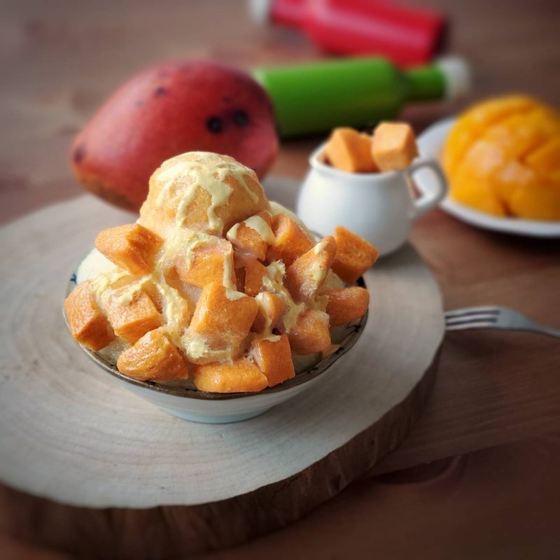 2020年8月・羊毛毡庙程小吃系列 - 芒果雪花冰 - 编织/羊毛毡/布艺 - 羊毛 