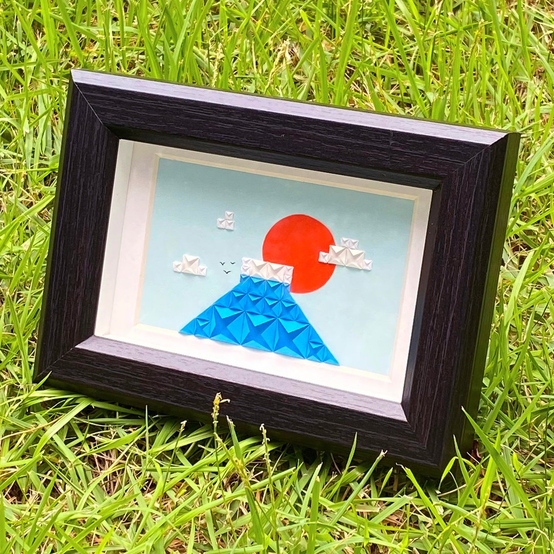 富士山特集 立体纸雕 富士山之日出 画架摆设 - 海报/装饰画/版画 - 纸 蓝色