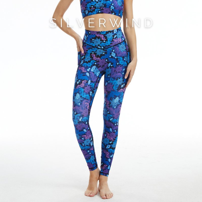 【SILVERWIND】暗夜星芒印花高强紧身裤速干跑步健身瑜伽裤子 - 女装运动裤 - 环保材料 多色