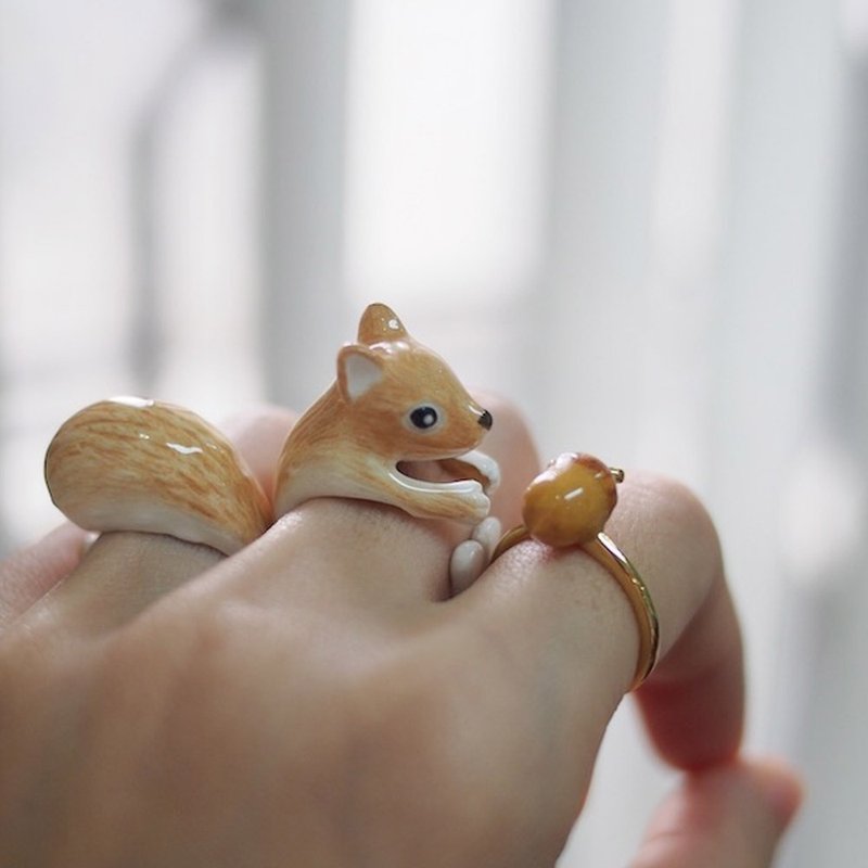 Squirrel ring set - 戒指 - 其他金属 咖啡色