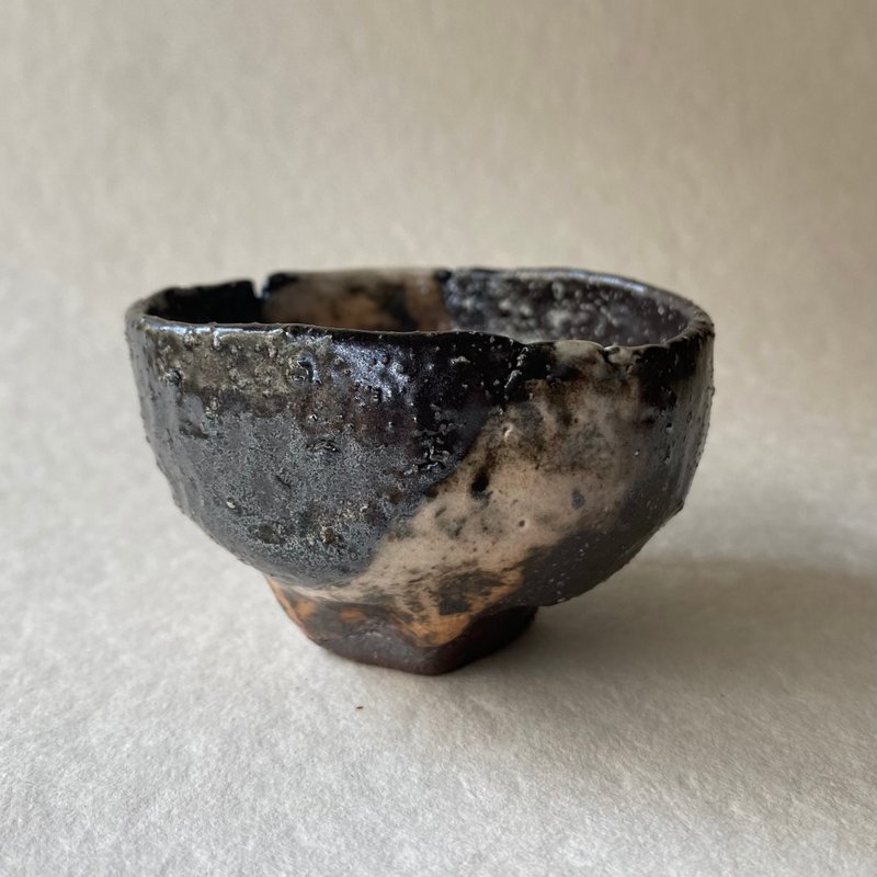 陶/柴烧/绞胎/裂寂水墨小杯/附木盒 - 其他杯子 - 陶 黑色
