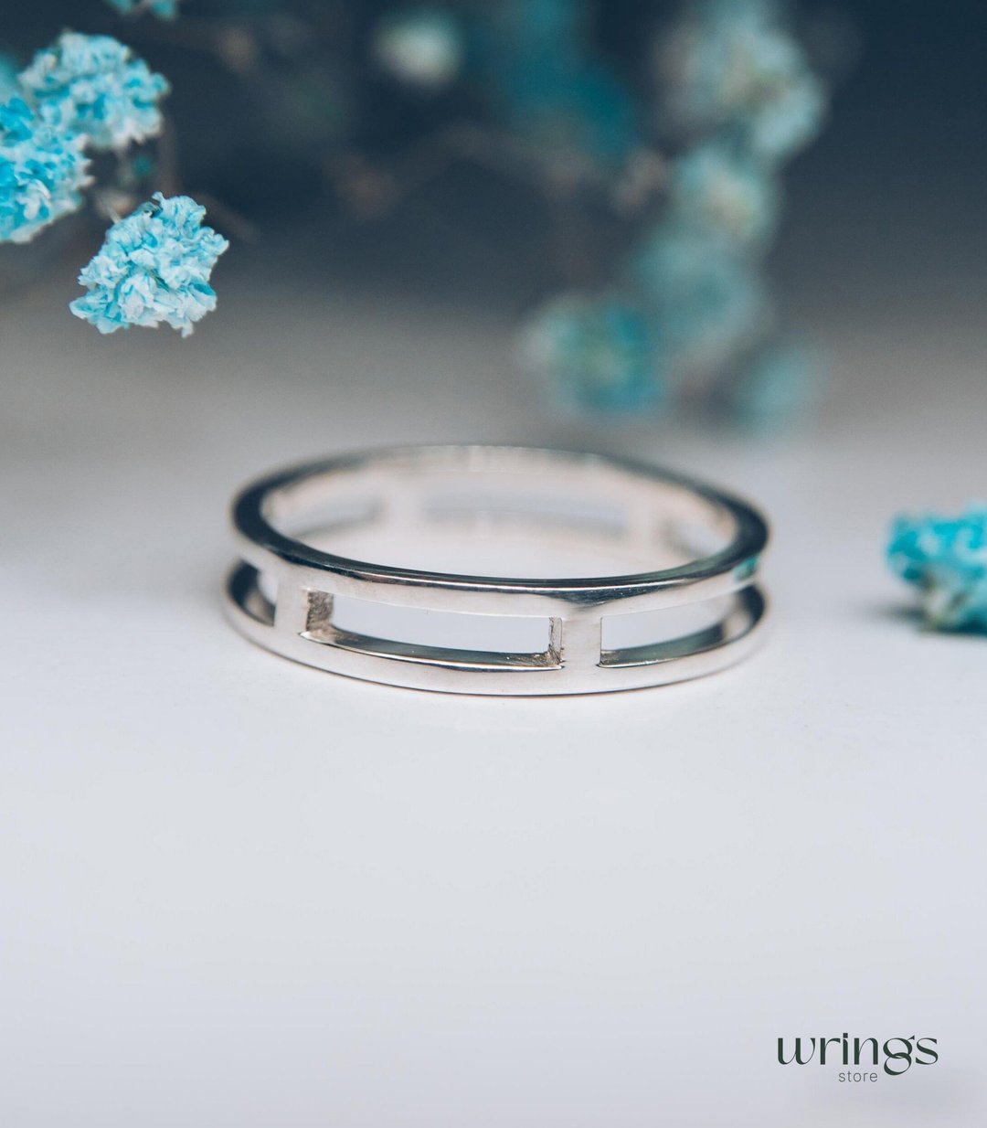 简约银质开口婚戒 男女皆宜 现代极简风格 - 戒指 - 纯银 银色