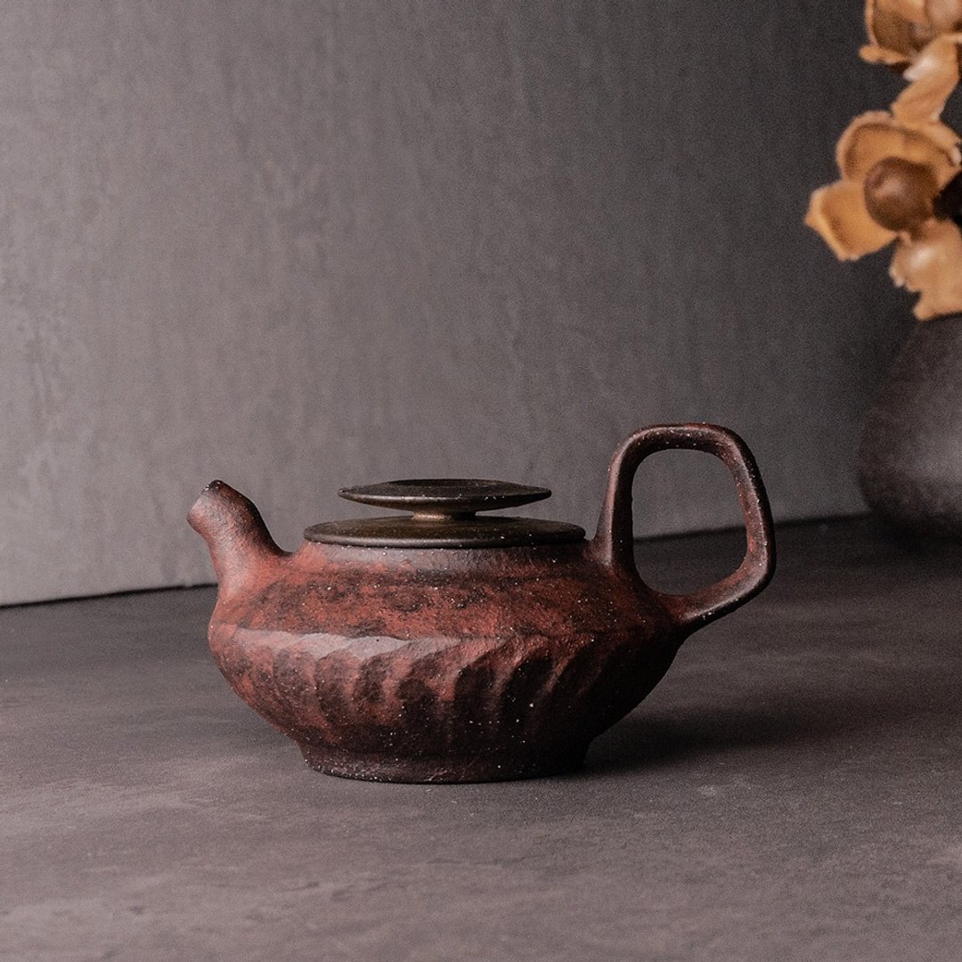 无我系列 - 赤岩蝶形茶器160ml - 茶具/茶杯 - 陶 红色