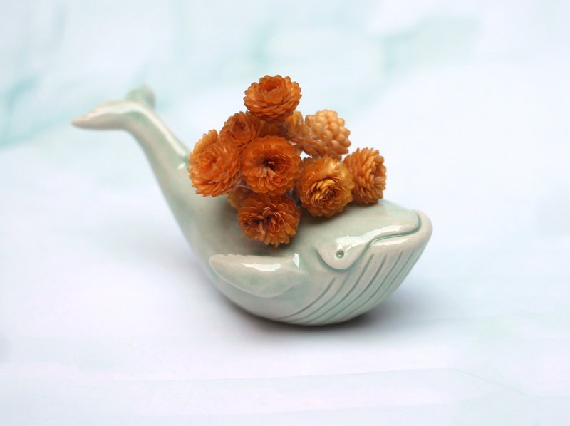 翅鲸　瓷偶　花器　香座 - 花瓶/陶器 - 瓷 绿色