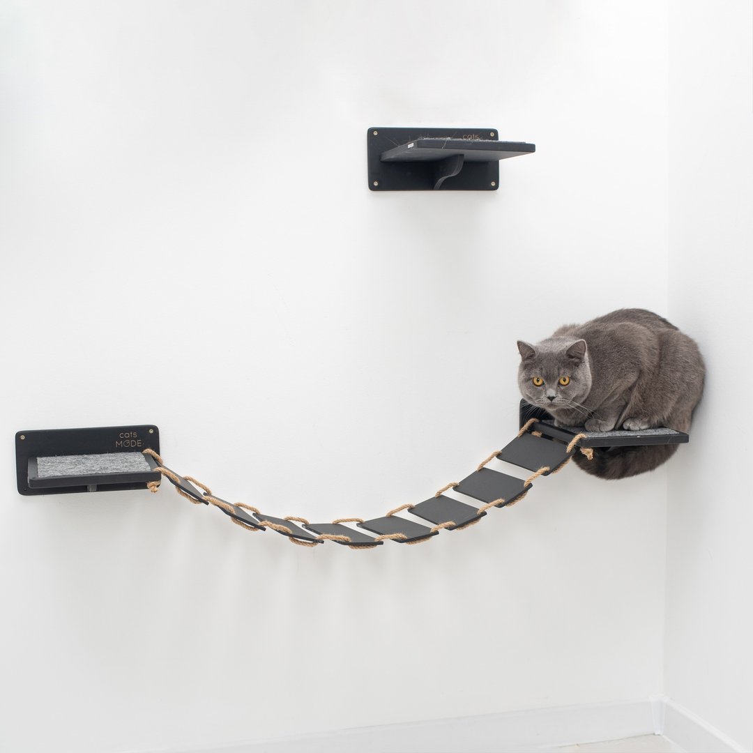 猫墙桥 现代猫墙家具 猫梯 木猫墙床 - 抓板/跳台 - 木头 咖啡色