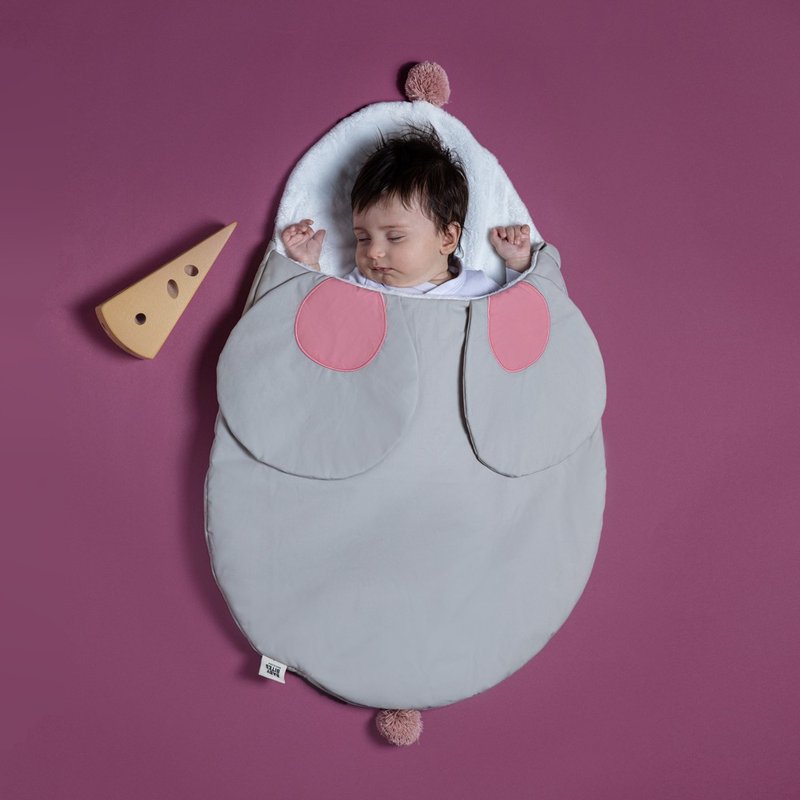 【NEW】鲨鱼咬一口BabyBites 婴幼儿萌鼠睡袋 - 草莓牛奶 - 婴儿床上用品 - 棉．麻 多色