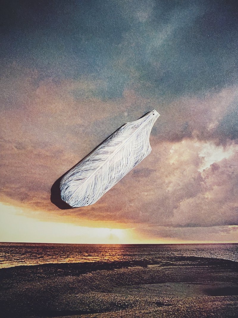 木刻手绘坠饰 - 羽毛 - 其他 - 木头 白色