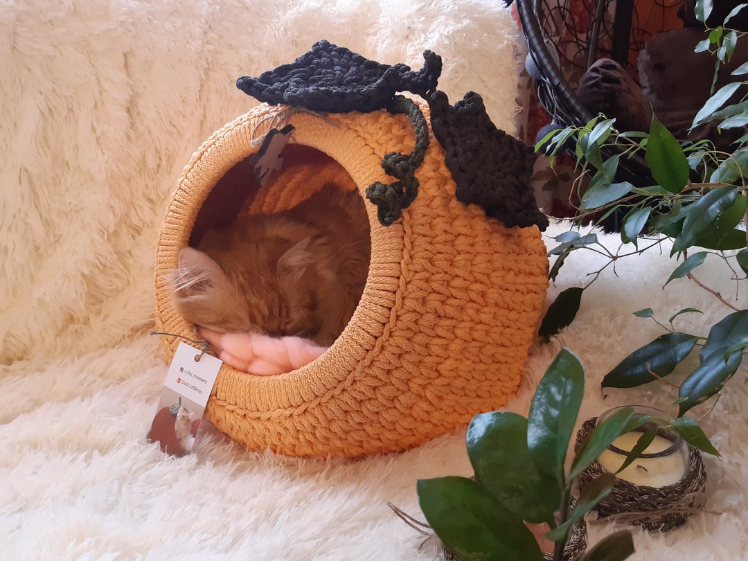 户外猫屋钩针宠物床猫沙发猫洞针织 - 床垫/笼子 - 聚酯纤维 