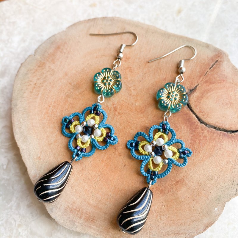 手工民族风耳环 - 耳环/耳夹 - 棉．麻 绿色