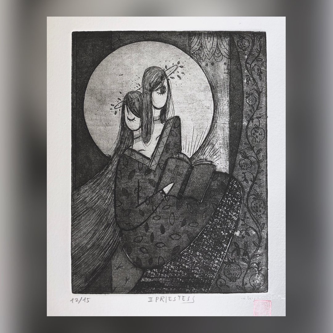 凹版限量版画-女祭司 - 海报/装饰画/版画 - 纸 灰色