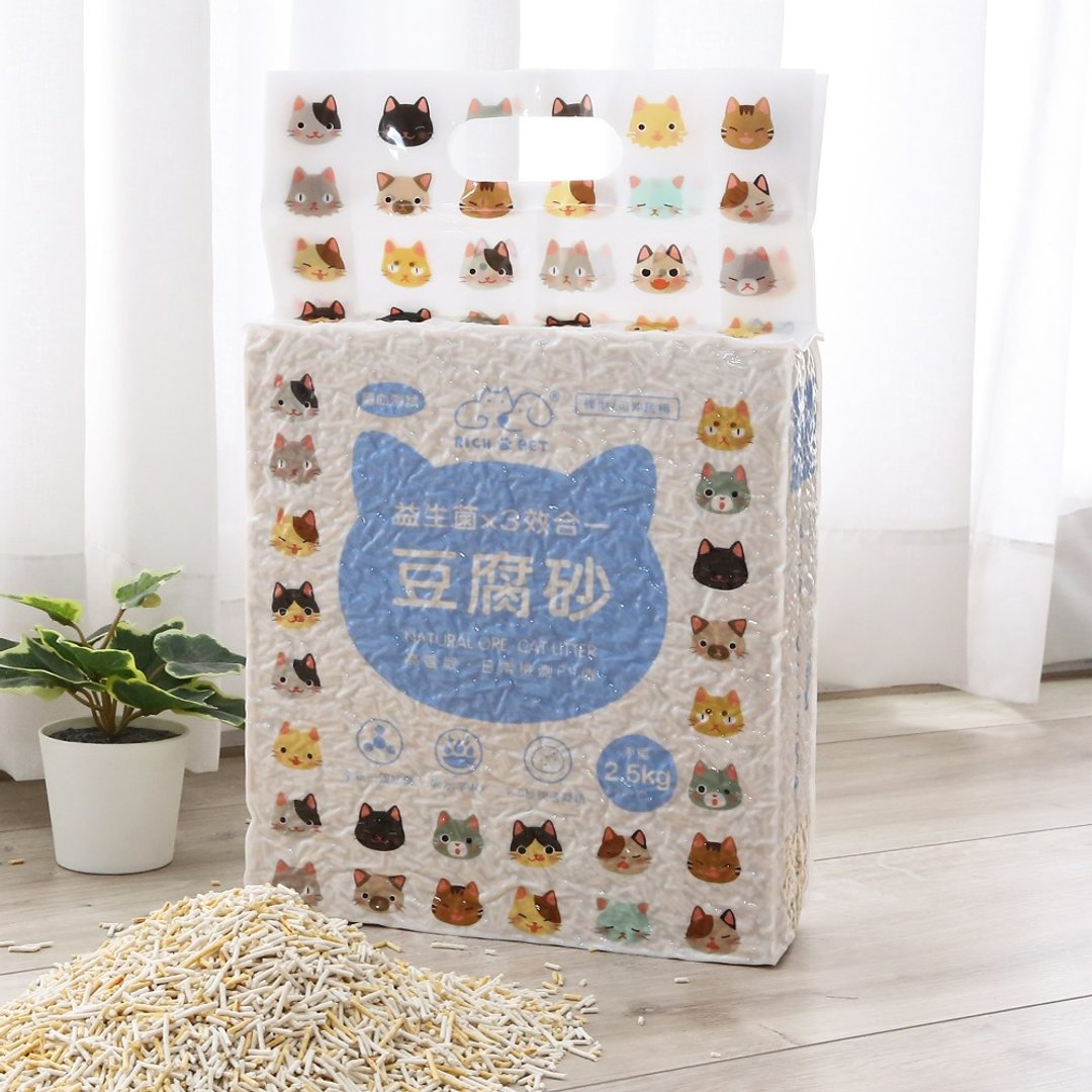 【微慢】益生菌3效合一豆腐猫砂-PH值隐血测试 豆腐砂 长效除臭 - 猫砂/猫砂垫 - 其他材质 白色