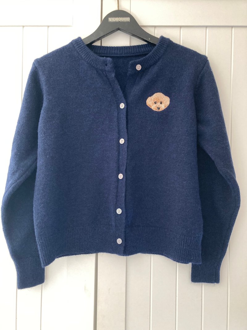 菁绣 特色刺绣款  宠物像真刺绣针织毛外套 - 女装休闲/机能外套 - 羊毛 