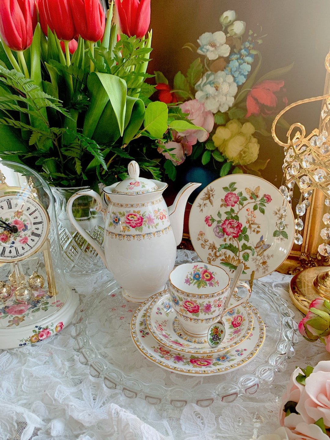 英国制1935年 Royal Grafton手绘花绘牡丹花茶壶咖啡指定买家下标 - 茶具/茶杯 - 瓷 多色