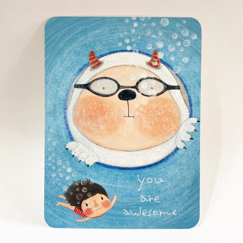 万用卡/祝福卡/鼓励卡/ you are awesome! /Dolly x 大宽 - 卡片/明信片 - 纸 蓝色